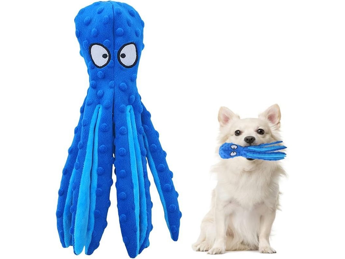 2026-brinquedo Para Cachorro Pequeno Sem Rempalho Polvo Pelúcia Com Papel Ruidoso Para Morder Azul