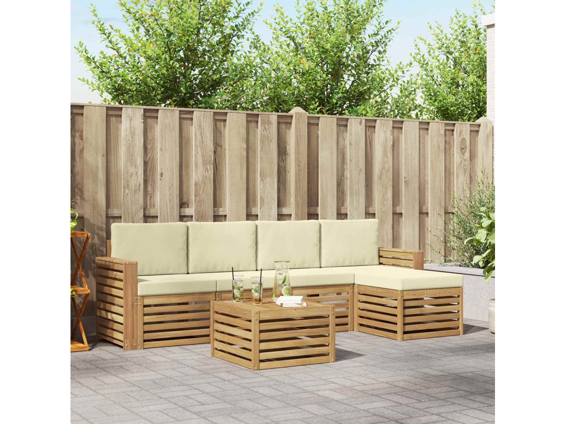 Vidaxl Conjunto De Sofás Para Exterior 6 Unid. Branco E Creme