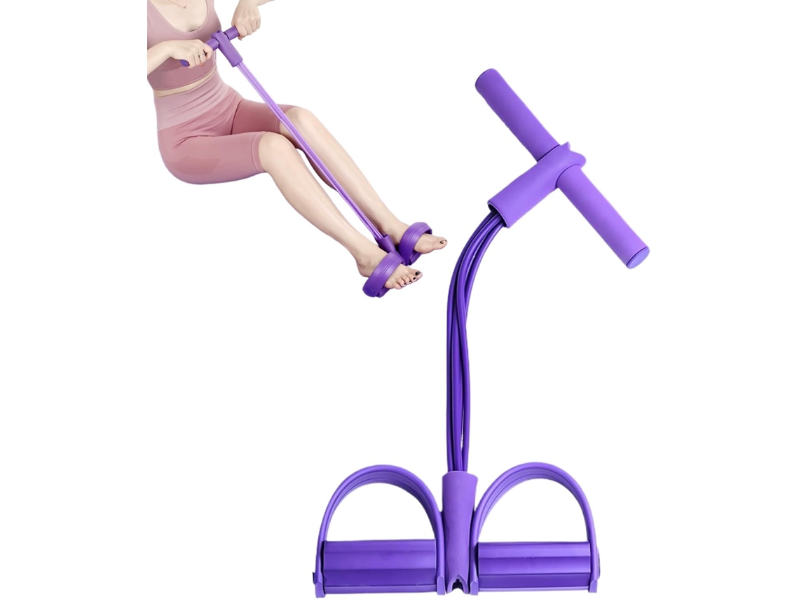 Faixa Elástica De Resistência Para Exercícios Com 4 Tubos E Pedal | Alças Acopladas, Equipamento Abdominais