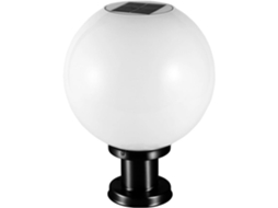 Poste de Luz Solar Branco com Lâmpada Globo em Aço Inoxidável e Acrílico, Resistente Às Intempéries. SFUSHOS