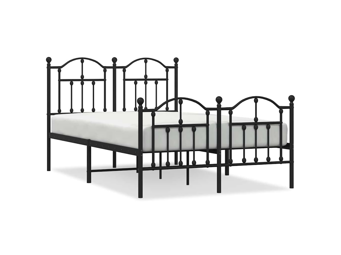 Bed Frame, Bed Frames Vidaxl Preto Aço (120 X 200 Cm)