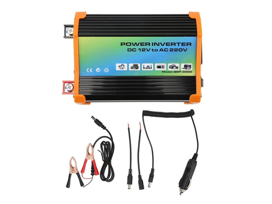 Inversor De Onda Modificada 300w Em Abs Com Duas Portas Usb, Dc12v Para Ac110v, Para Veículos E Uso Externo, Preto