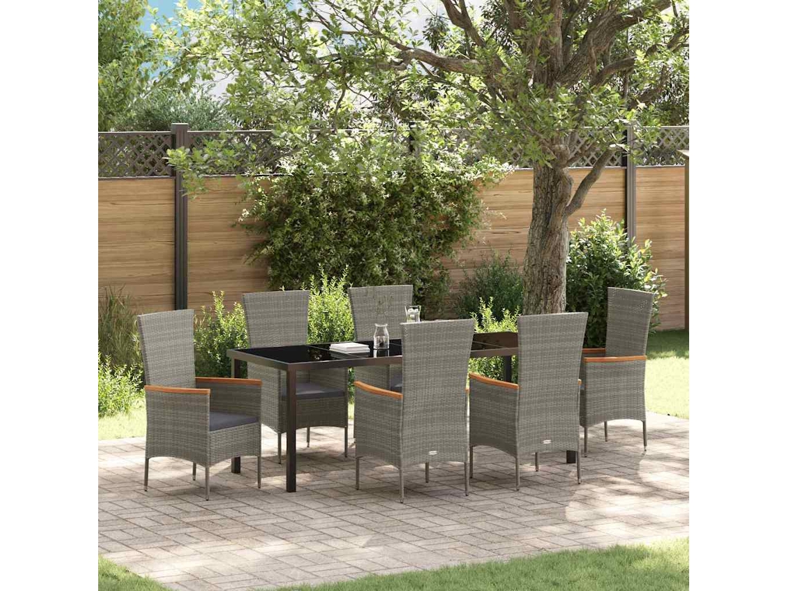 Vidaxl Conjunto De Jantar Para Jardim 7 Unid. Cinzeto