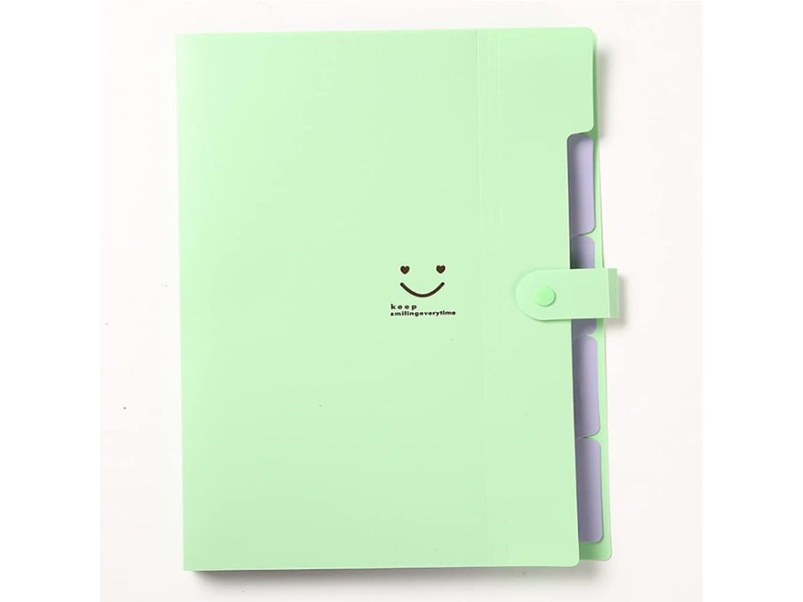 Pasta Expansível Sanfonada Com 5 Compartimentos, Tamanho A4, Com Fivela De Pressão, Para Escola E Escritório Aquaforge (verde)