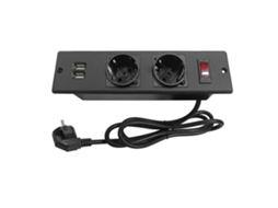 Tomada De Mesa Para Sala De Reunião Com 2 Plugues 16a E 2 Portas Usb, Aço Inox E Retardante De Chama