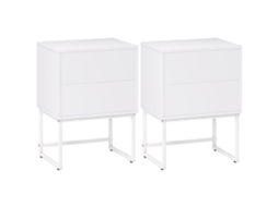 Mesas de Cabeceira Mdf e Aço Cor Branco 40x30x55 cm Homcom