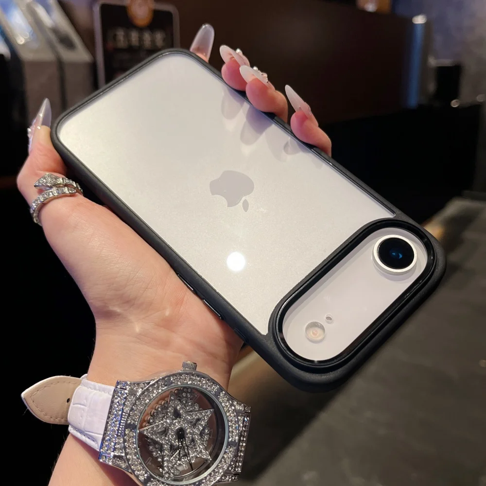 Capa Transparente De Acrílico Resistente A Impactos Para Iphone 17 Air (preta), Com Parte Traseira Rígida.