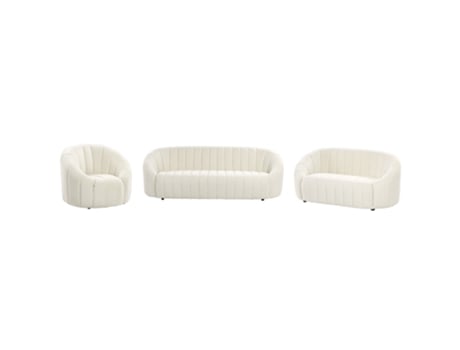 Conjunto de sofás de estilo retro BELIANI Malung de Veludo Branco 200x79x68 (200 x 79 x 68 cm)