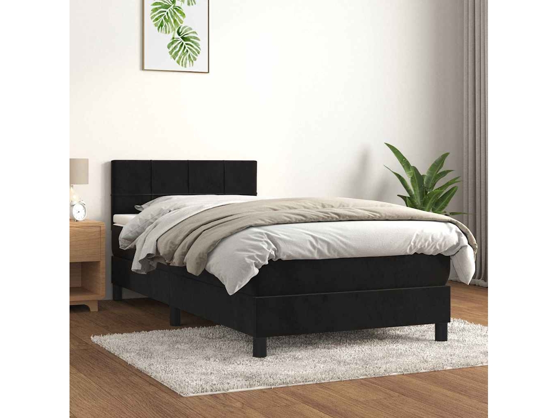 Vidaxl Cama Com Molas/colchão 80x200 Cm Veludo Preto