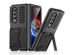 Capa Metálica À Prova De Choque Para Samsung Galaxy Z Fold4 Com Suporte.