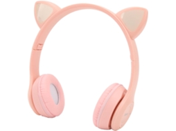 Fones De Ouvido Sem Fio, Com Arco Ajustável, Dobráveis E Com Um Design Fofo De Orelhas Gato Para Computador Rosa
