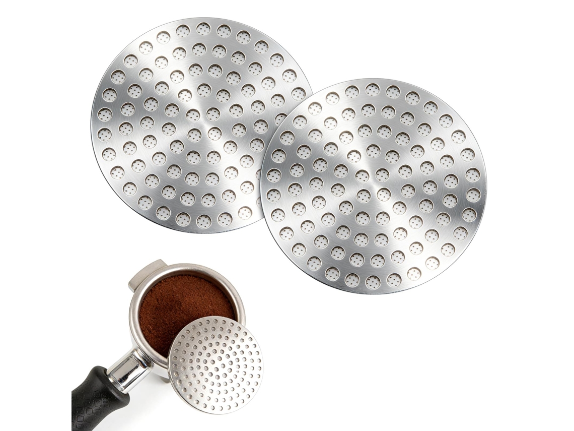 Conjunto De 2 Filtros Café – Filtro Café – Acessórios Máquina Café – Aço Inoxidável – Prata – 5,3×5,3×0,8 Cm