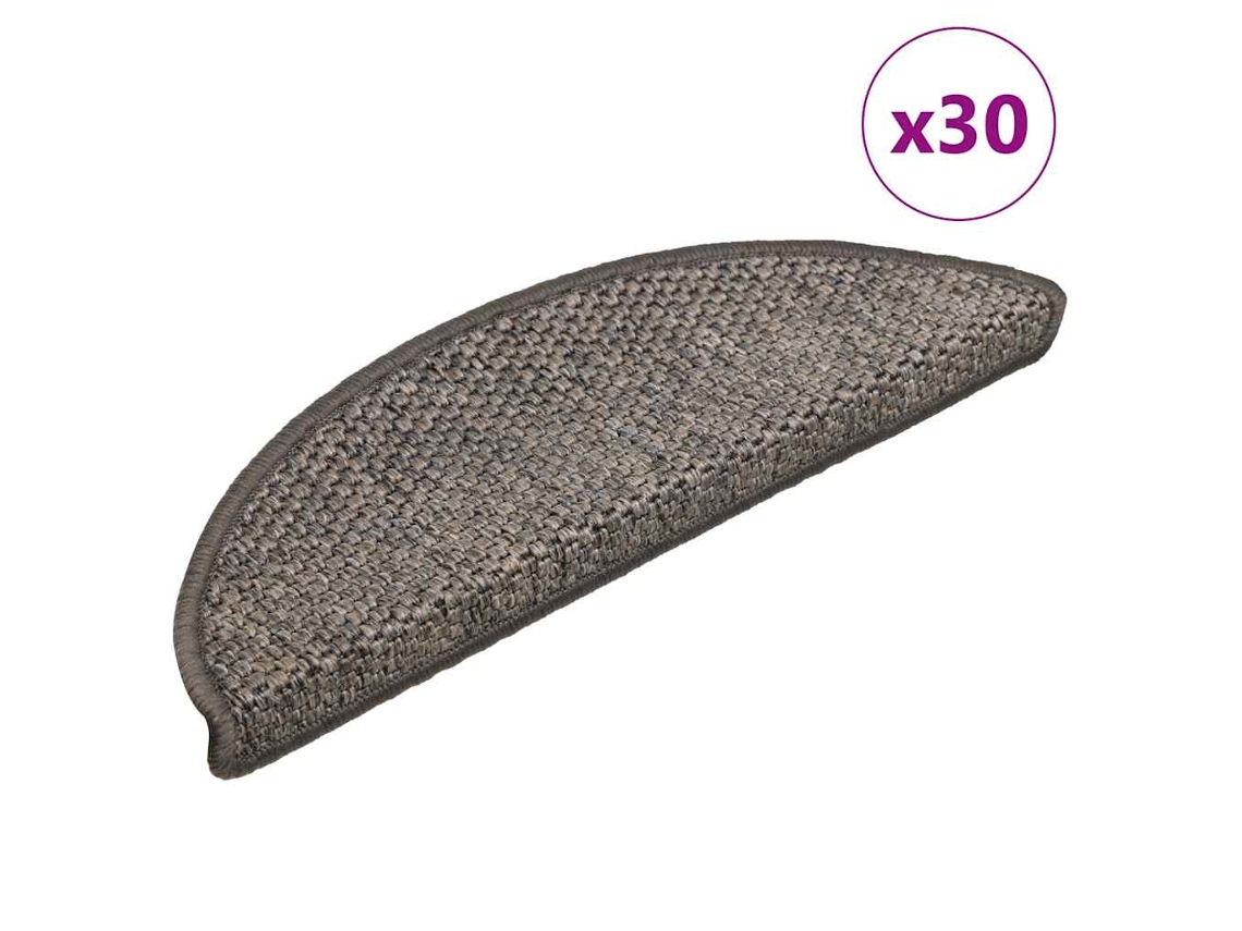 Vidaxl Tapetes Escada Adesivos Aspeto Sisal 30 Pcs 56x17x3cm