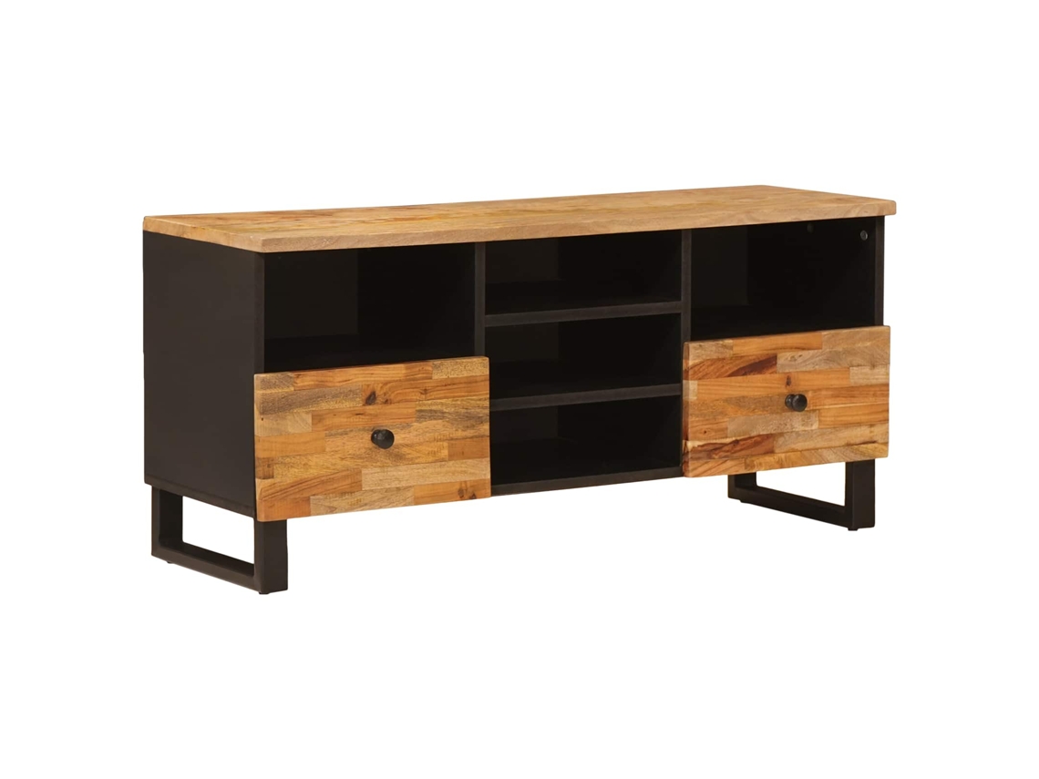 Conjunto 1 Gabinete Para Tv Vidaxl Castanho Madeira De Mangueira Maciça (100 X 33 X 46 Cm)