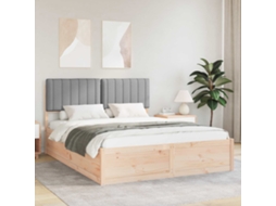 Vidaxl Estrutura De Cama Com Cabeceira Estofada Cinzento-claro