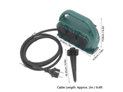 Laxiscreed Tomada Exterior Ip44 À Prova De Água Para Jardim, 6 Tomas Resistentes E Seguras