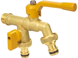 Torneira Dupla De Latão Com Válvula Esfera 1/2" Para Uso Externo,