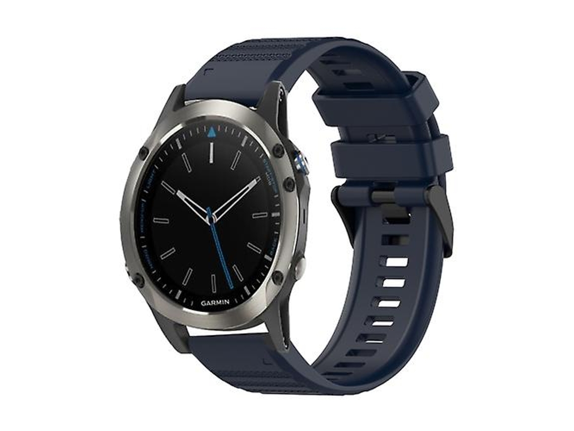 Bracelete para Garmin Quatix 5 Safira 22Mm Textura Horizontal Pulseira de Relógio de Silicone com Ferramenta de Remoção Azul Marinho VENISYMLIS