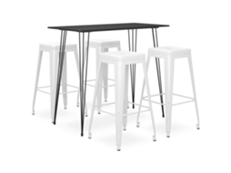 Vidaxl 5 Pcs Conjunto De Bar Preto E Branco