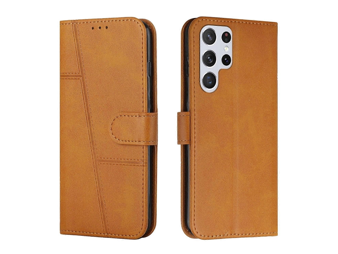 Capa De Couro Com Fivela E Textura De Bezerro Para Samsung Galaxy S22 Ultra 5g