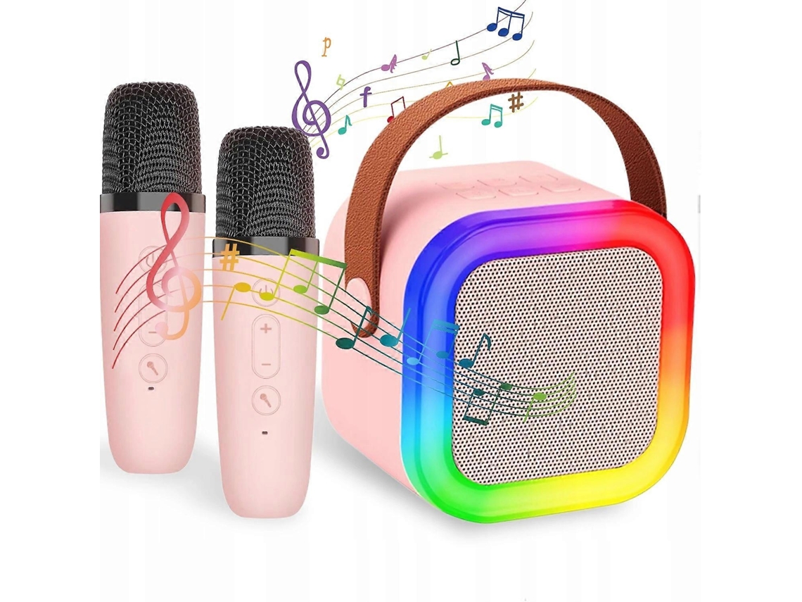 Conjunto De Alto Falantes Portáteis Rgb Bluetooth Para Karaokê Com 2 Microfones Com Mini Conector Usb Olysi Shop