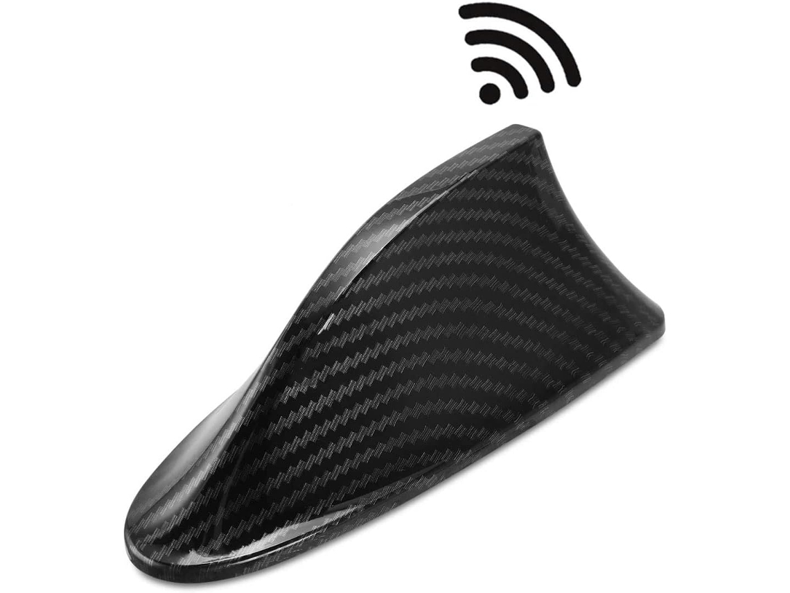 Antena universal de rádio FM/AM tipo barbatana de tubarão para carro Slowmoose com base à prova d'água para carro, SUV, caminhão, van