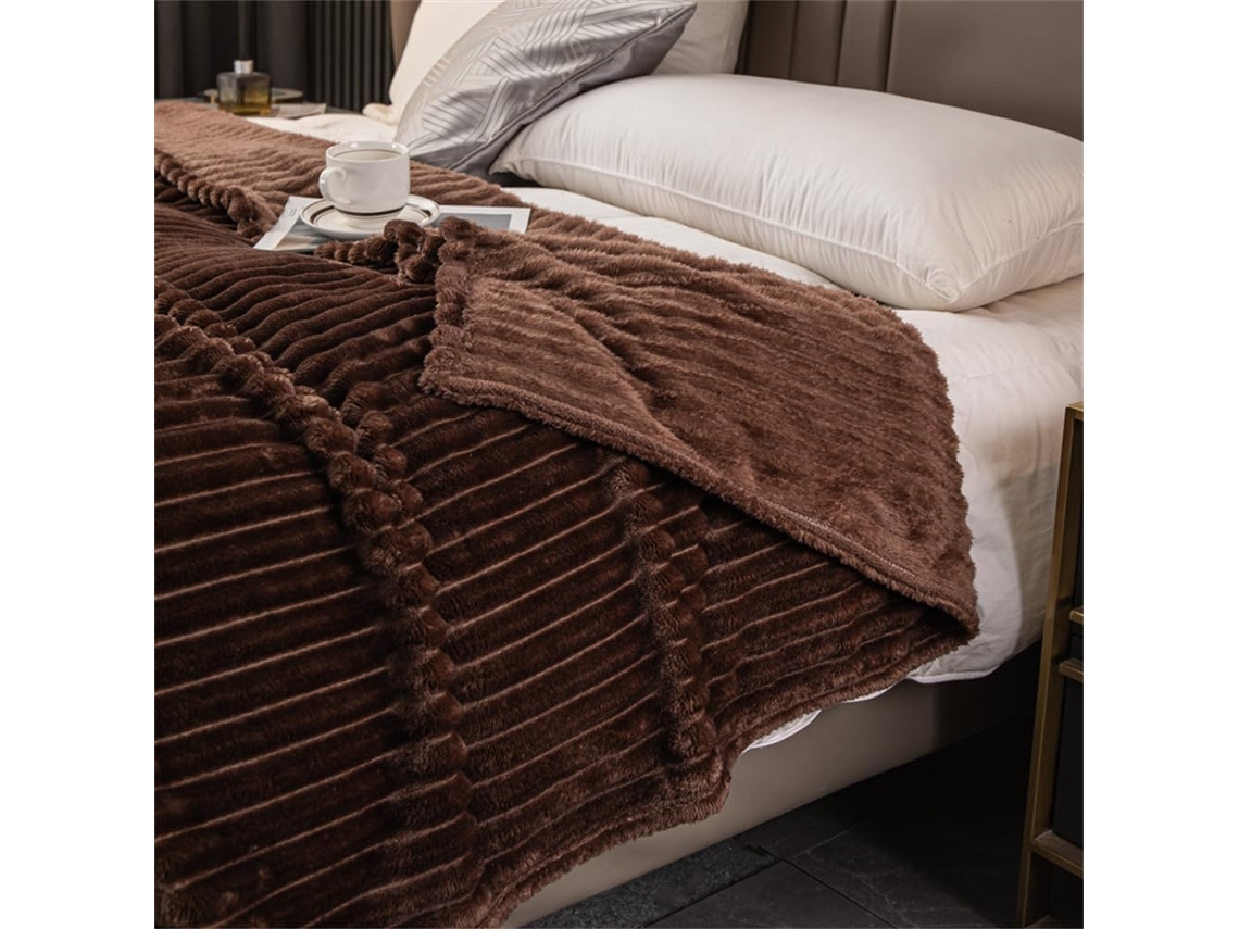 Manta de Flanela Macia Fansu Cor Sólida Quente e Grossa Ideal para Cama Sofá em Todas as Estações 127x152cm, M