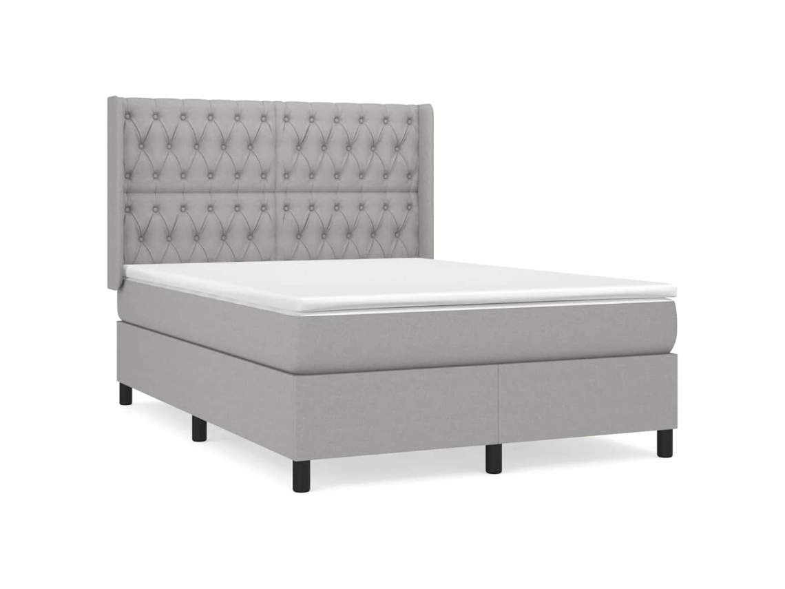 Cama com Molas e Colchão Tecido Cinzento Claro MAISON EXCLUSIVE (140x190 cm)