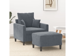 Vidaxl Poltrona Com Apoio De Pés 60 Cm Veludo Cinzento-escuro