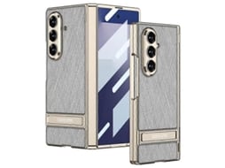 Capa Para Celular Gkk Integrada Em Couro Liso Prateado Brocado Com Suporte Para Samsung Galaxy Z Fold7 5g