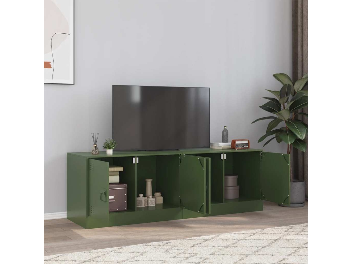 Vidaxl Móveis De Tv 2 Pcs 67x39x44 Cm Aço Verde Azeitona