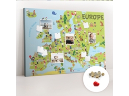 Quadro De Cortiça Mapa-múndi Com Bandeiras Para O Corredor Espelharte (140x100 Cm)