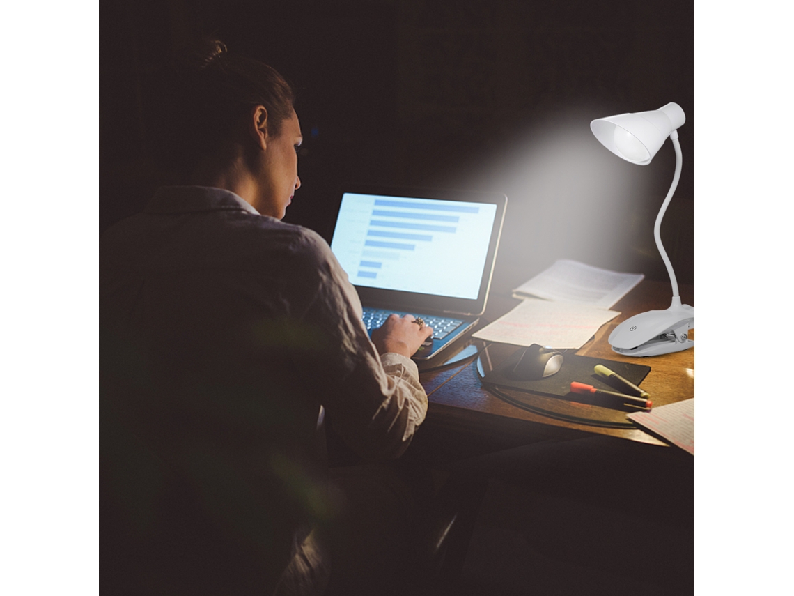 Rebe-luz De Leitura Led Clip, Lâmpada De Mesa Portátil Recarregável Usb, Ajustável Com Proteção Ocular Para Quarto E Estudo