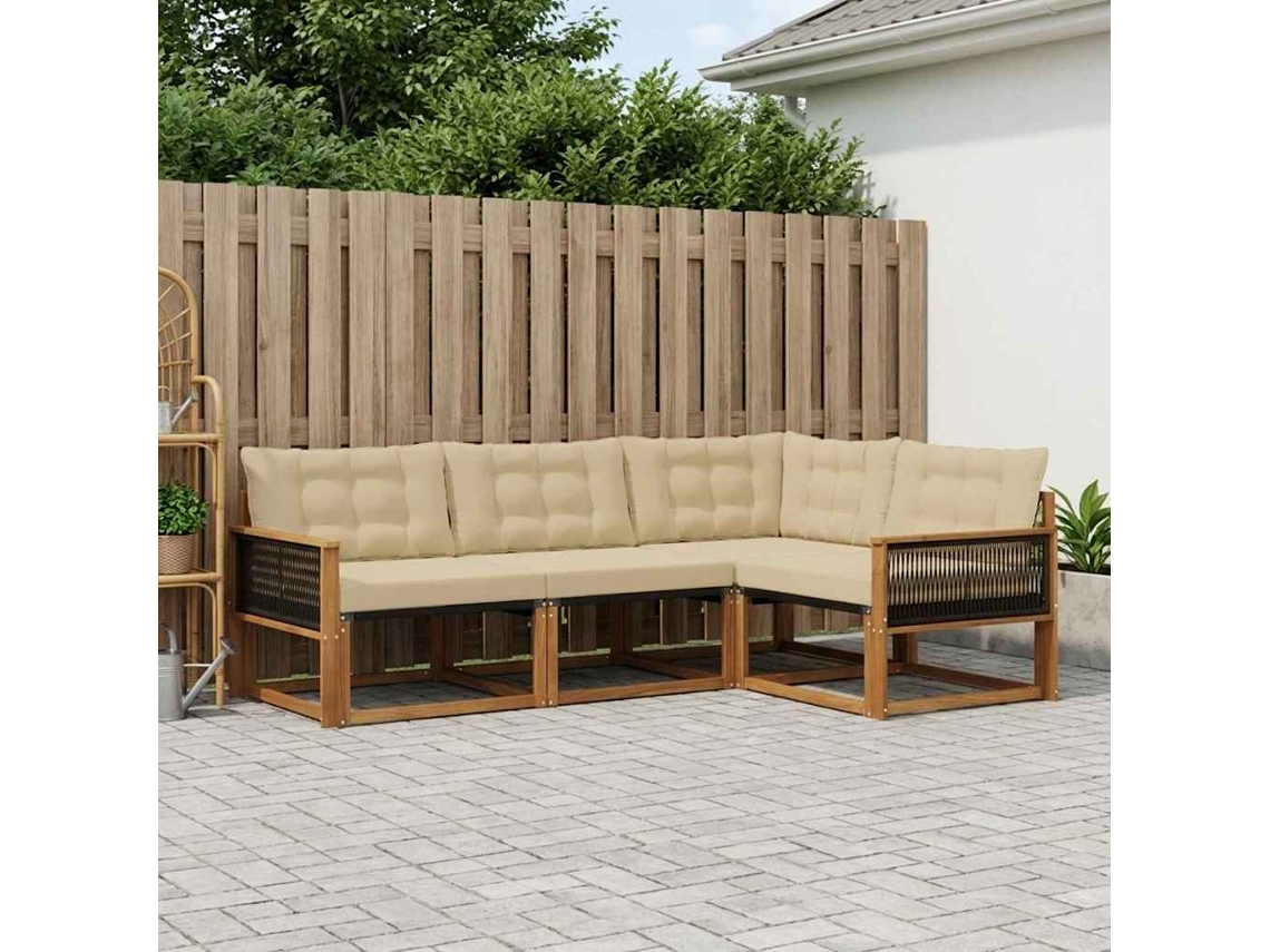 Vidaxl Conjunto De Sofás Para Exterior 4 Pcs Natural E Bege