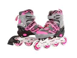 Patins Em Linha Rosa/cinza Com Estrutura Ajustável Em Alumínio, Tamanhos 35 38, Para Crianças. Van Manen