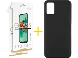 Kit Capa e 2 Películas Samsung Galaxy A51 SKYHE Silicone Líquido (Preto)