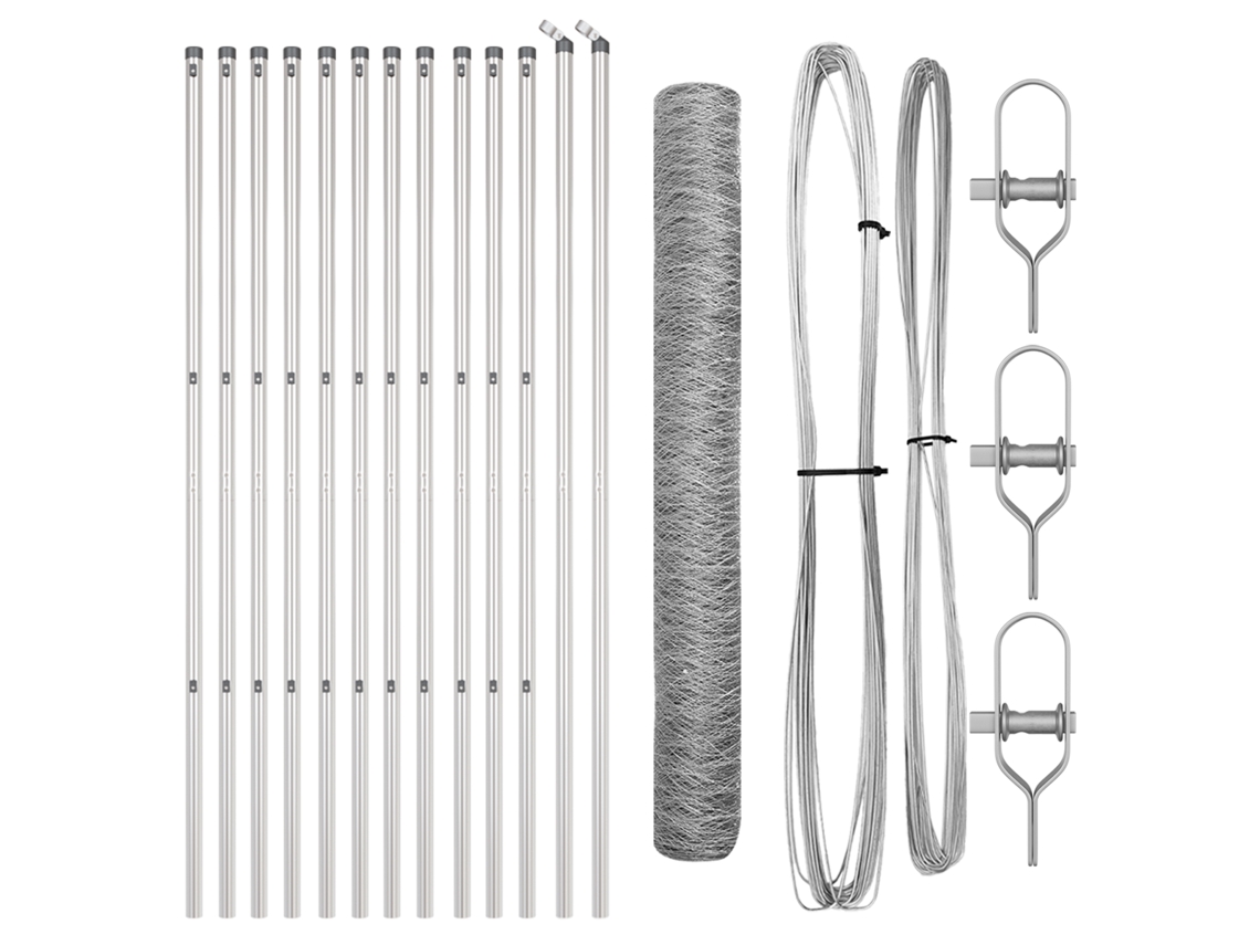 Conjunto 1 Cerca Para Jardim Vidaxl Prateado Aço (25 X 1,2 M)
