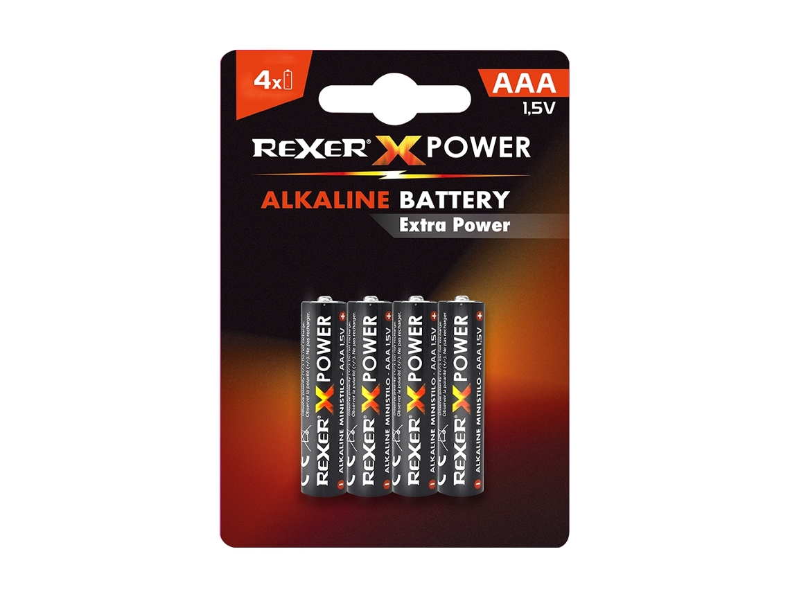 Blister De 4 Pilhas Alcalinas Rexer X Power Aaa Lr03 1.5v
