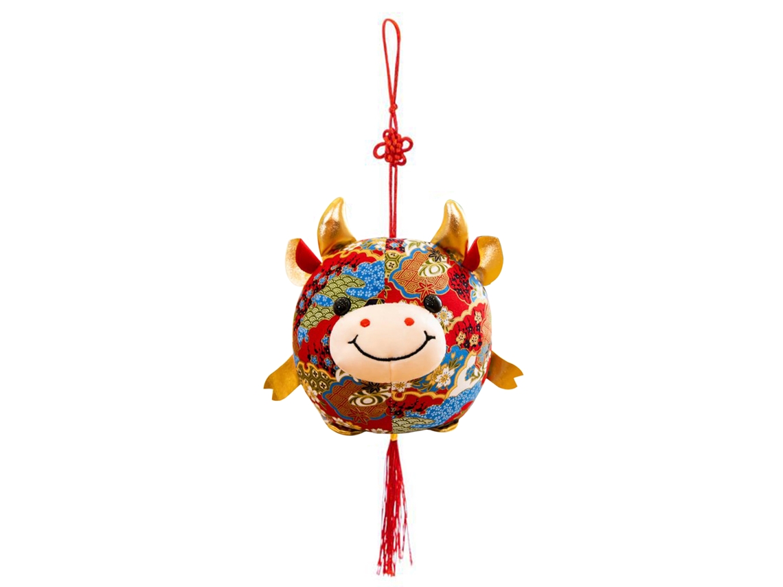 Ats muñeco de Peluche Vaca 10cm, Mascota Del Año Del Buey, Colgante de Trapo, Regalo de Año Nuevo Azul