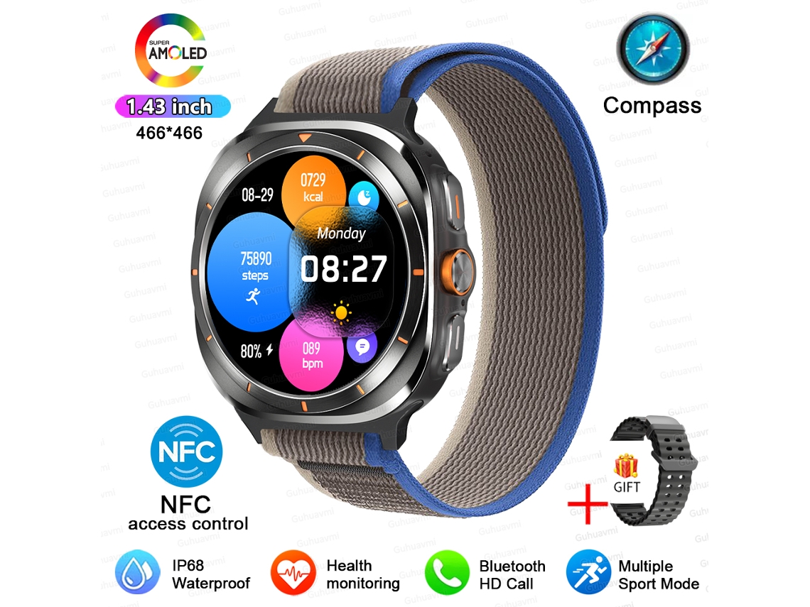 Novo Relógio Inteligente Nfc Para Esportes Ao Ar Livre Tela Amoled De 1,43 Polegadas Chamada Mdug