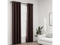 Vidaxl Cortinas Opacas Asp. Linho C/ Ilhós 2pcs 140x245cm Cinza-acast.