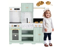 Cozinha Infantil Criativa Acessórios Surpresa 3 Anos Madeira Plástico Verde 30x90x98cm VELTRIX