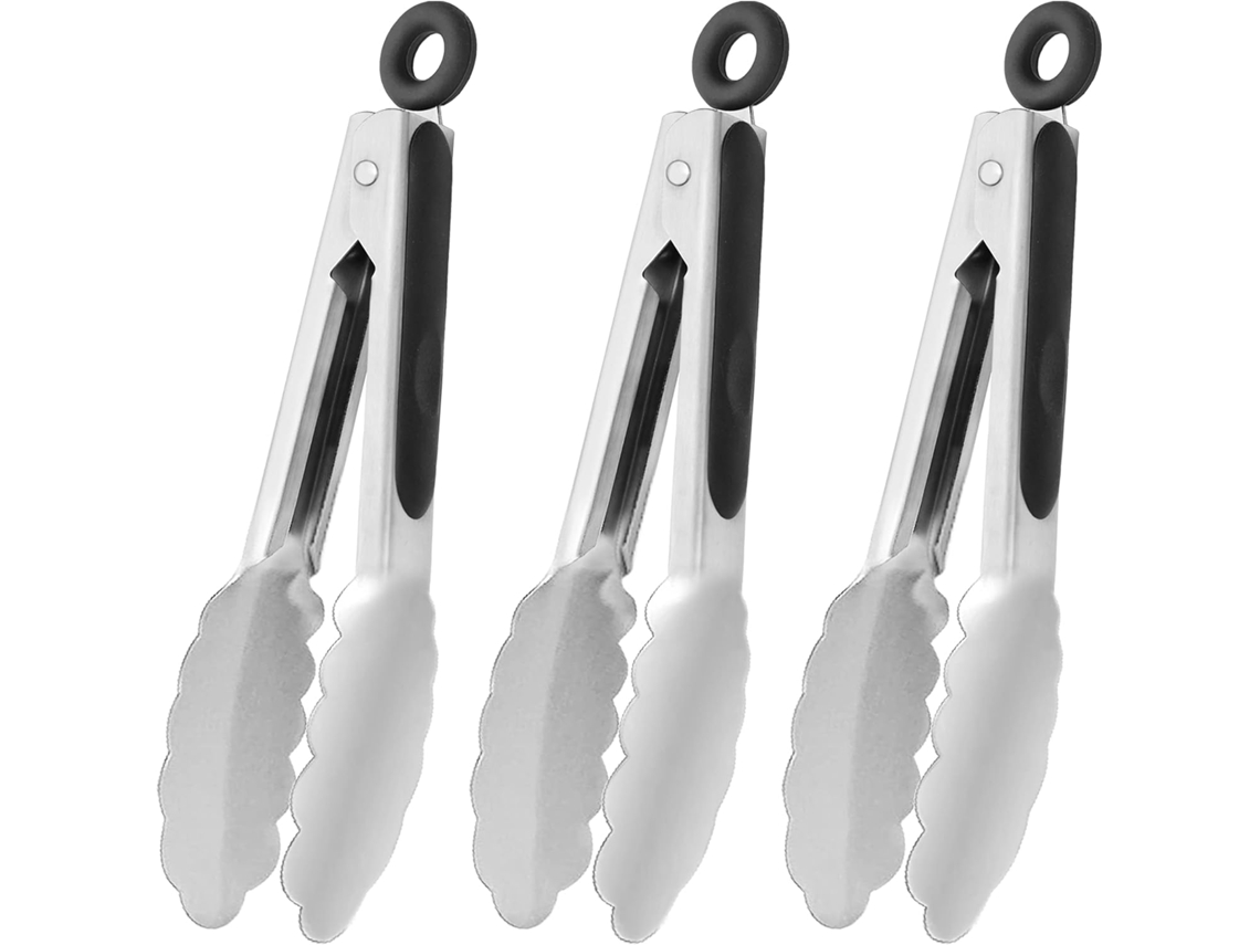 Pinças pequenas de aço inoxidável para servir, mini pinças para alimentos de 23 cm, conjunto Slowmoose
