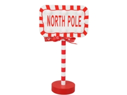 Lâmpada de mesa de natal led com placa polo norte em madeira para decoração festiva com bateria | S/MARCA