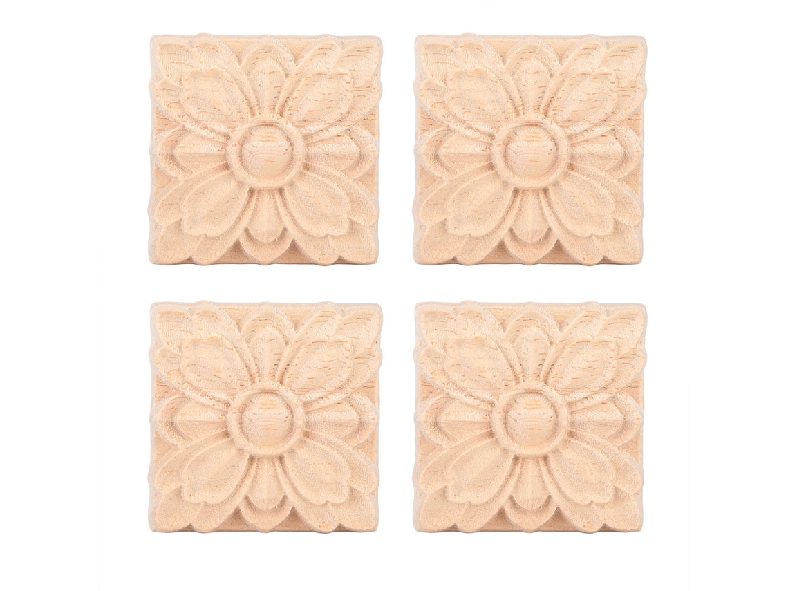 Peças Aplicativo Floral Quadrado Móveis Sem Pintar