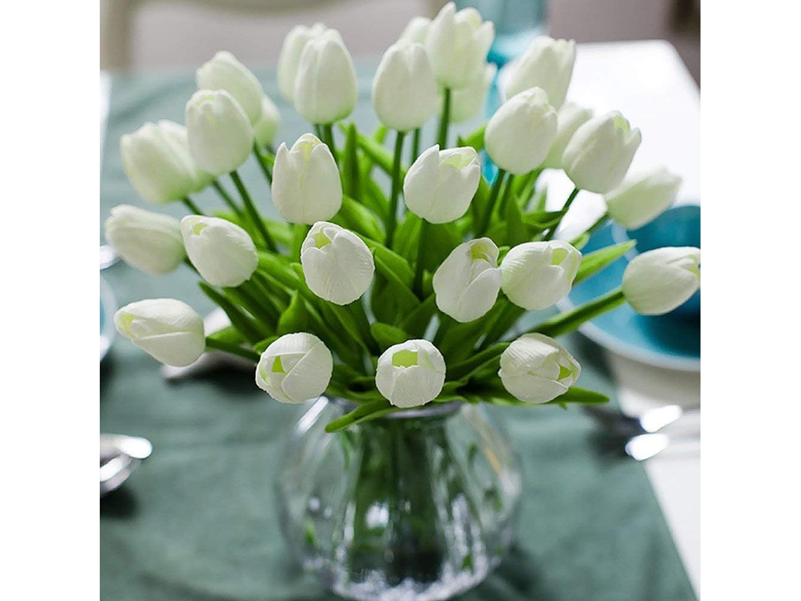 10 Tulipas Artificiais, Flores Artificiais em Látex, com Aparência Realista. AQUAFORGE