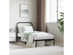 Vidaxl Estrutura De Cama Com Cabeceira 90x200 Cm Metal Preto