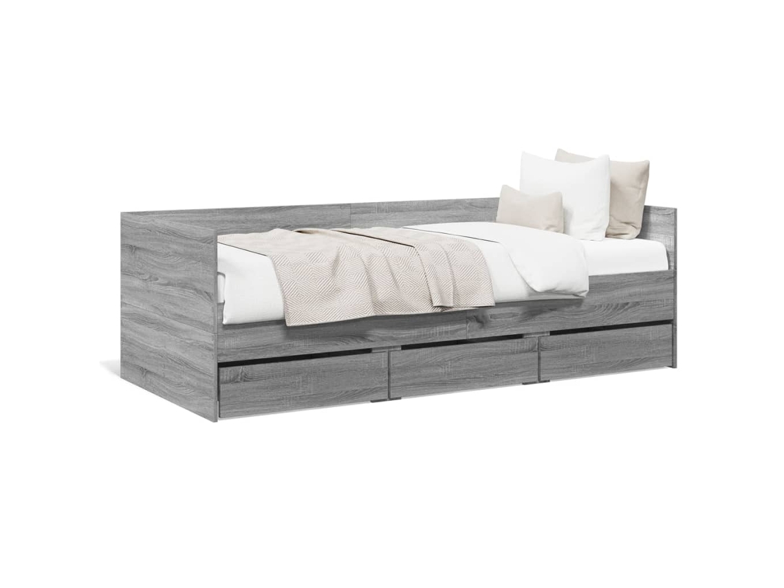 Daybed, Daybeds Vidaxl Cinzeto Madeira Processada (90 X 200 Cm)