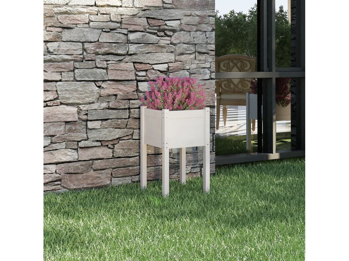 Vidaxl Vaso De Jardim 40x40x70 Cm Madeira De Pinho Maciça Branco