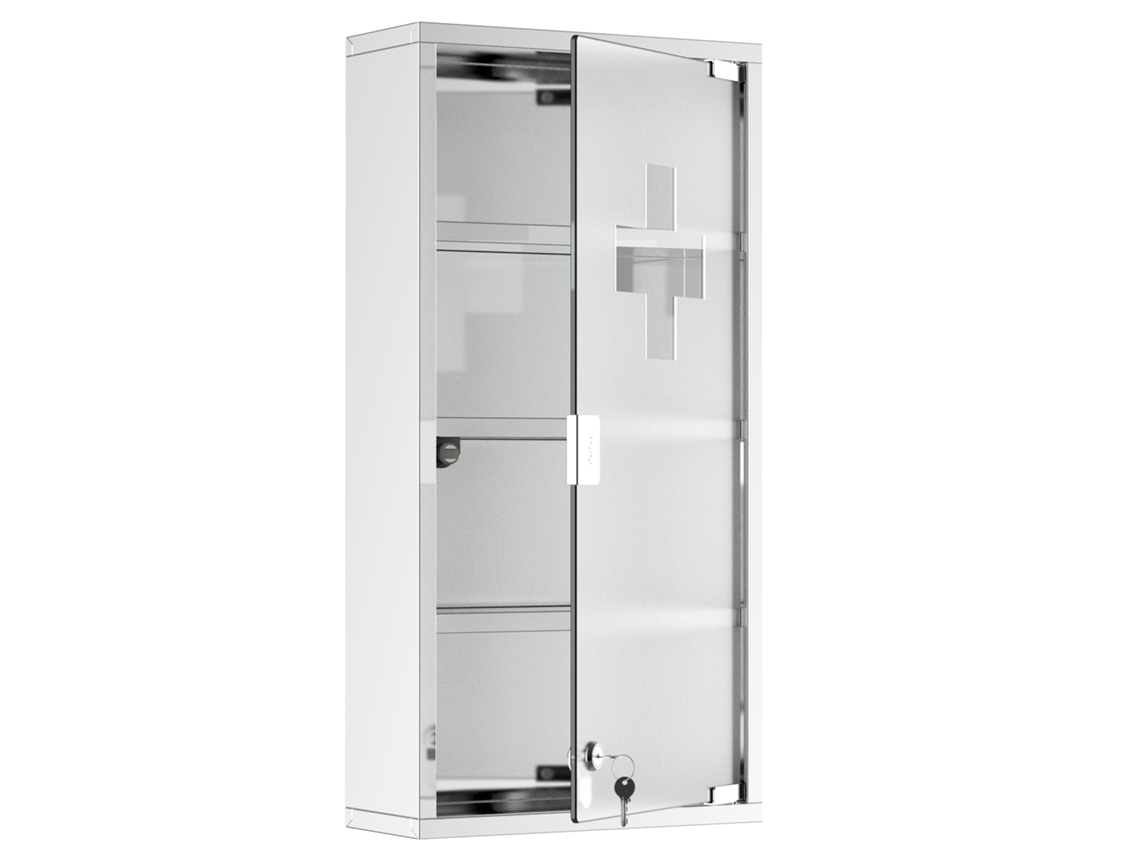 Caixa de Remédios de Aço Inoxidável com 4 Prateleiras, 30x12x60cm | S/MARCA